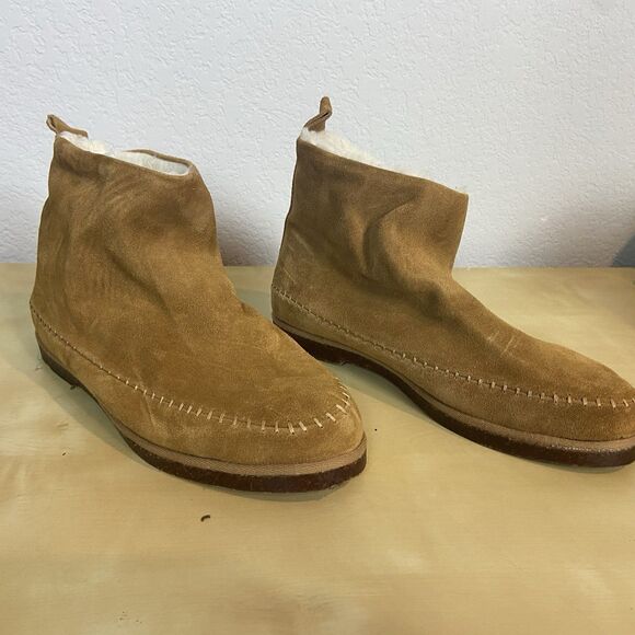 Steve Madden Womens Tommy Boots Brown Leather Moc Toe Slip On Sherpa Lined 8.5M - Picture 5 of 10